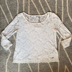 Abercrombie & Fitch White Lace 3/4 Sleeve Blouse